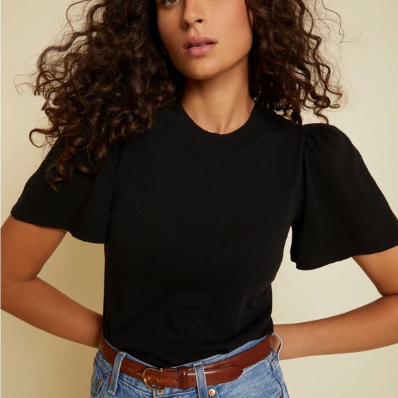 Nation LTD Tops - Nation LTD Savanna Flutter Sleeve High Neck Top Black S